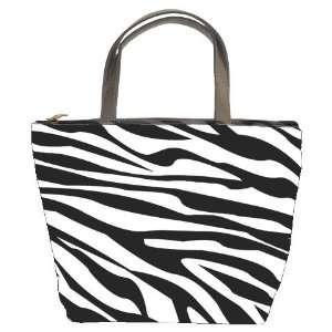 New Custom Black Leather Bucket Bag Handbag Purse Zebra Print Animal 