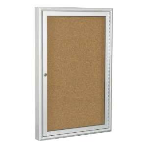Indoor Enclosed Bulletin Board with One Door and Silver Aluminum Frame 