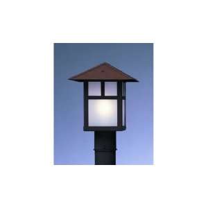   Post Lamp in Slate with White Opalescent glass