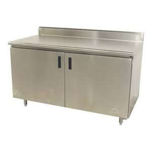 Work Table, Cabinet Base W/Hinged Doors, 24D, 14/304 Stainless Steel 