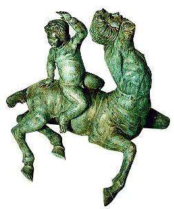 Cast Bronze Centaur with Child Statue  