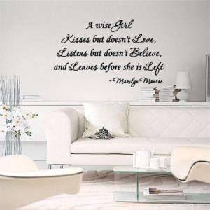 Marilyn Monroe A Wise Girl Kisses Quote Wall Lettering  