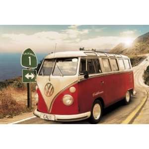  Californian Camper Route One   Wood Plaqued Poster (Gold 