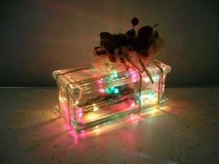 christmas present glass block decoration gift multi colored table 