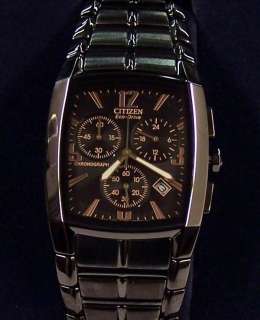 Citizen Watch ECO DRIVE Chronograph Black Steel AT2007 55E NEW  