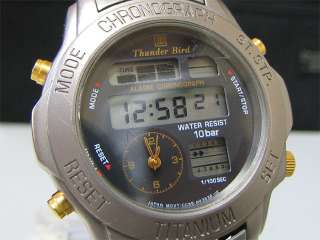 Japan 1999 CITIZEN Quartz Digital Chronograph [Thunder Bird] Titanium 