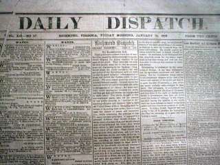 Original Confederate Civil War newspaper RICHMOND VA  