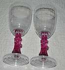 Lot of 2 Luau Party Cup Goblet Clear Plastic w Pink Hula Girl Pre 