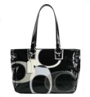   Inlaid Signature Leather Gallery Bag Purse Tote 17127 Black Clothing