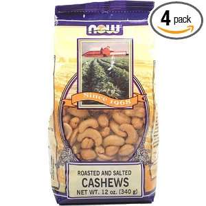 NOW Foods Cashews Roasted & Salted, 12 Ounce Bags (Pack of 4)  