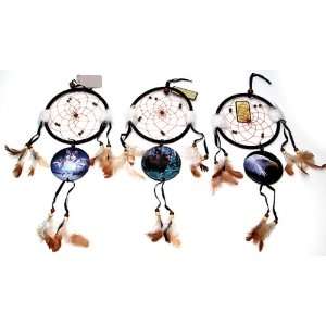    Wolf Bear and Eagle Dream Catchers Set of 3 