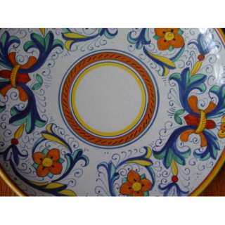   Di Deruta Wall Plate Hand Painted Floral Ricco Italy Majolica Ceramic