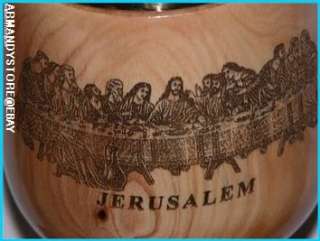 HAND MADE COMMUNION CUP FROM HOLY LAND OLIVE WOOD & 14K  