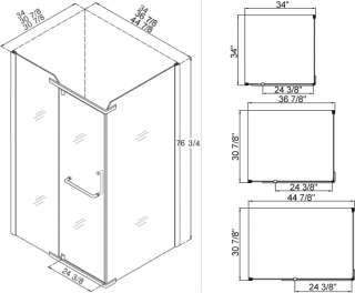   Panorama 31 X 45 X 76 Shower Enclosure, Chrome Finish Hardware  