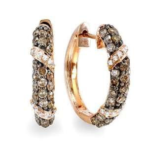   Champagne Diamond Hoop Earrings (1.15 cttw, G H Color, SI I Clarity