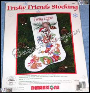   FRISKY FRIENDS STOCKING Christmas Counted Cross Stitch Kit  