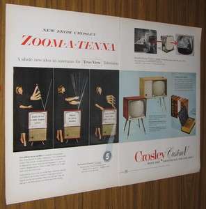 1955 Ad Crosley Televisions with Zoom A Tenna TVs  
