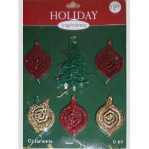   Spiral 3 D Christmas Bulb / Tree Ornaments   Set of 6 