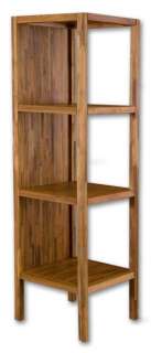 Acacia Wood Teak Finish Cube Square End Bookshelf Shelf  