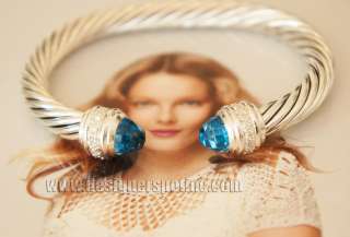  Silver Ice Topaz 7mm Diamond Cable Cuff Bracelet w/Box $1,900  
