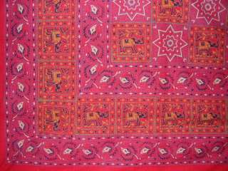 Sanganeer Tapestry Indian Bedspread Block Print Red  