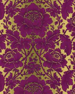 YARD Benartex FLOWER SHOW II GARDEN DAMASK AUBERGINE Fabric  