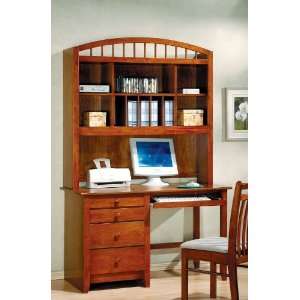  Computer Desk with Hutch Arched Design in Oak Finish