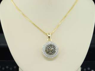   GOLD CHOCOLATE BROWN DIAMOND CIRCLE PENDANT CHARM FOR NECKLACE  