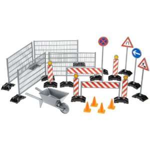   Construction set railings, site signs, barrow and pylons Toys