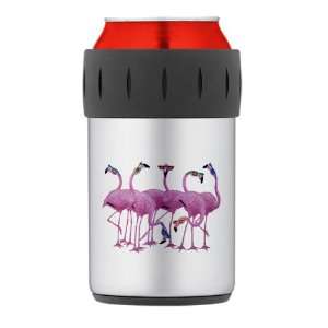   Can Cooler Koozie Cool Flamingos with Sunglasses 