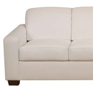 Genuine White Italian Leather Contemporary Sofa Couch  