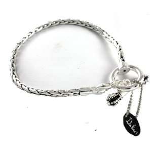 DaVinci Antiqued Silver Wheat Bracelet Double Sterling Layered Toggle 