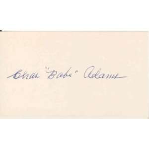  Chas. Babe Adams Autographed 3x5 Card