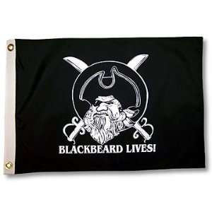  Blackbeard Lives 12x18 Pirate Flag