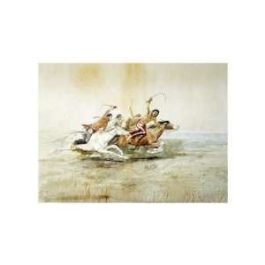   Horse Race No.4 Giclee Poster Print by Charles Marion Russell, 14x12