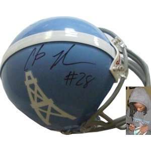 Chris Johnson Hand Signed Titans/Oilers Blue Mini Helmet   Autographed 