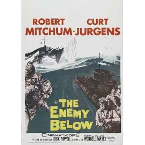   Enemy Below Poster B 27x40 Robert Mitchum Curd J?rgens David Hedison