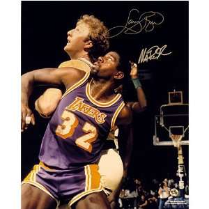  Larry Bird and Magic Johnson   Looking Up   Autographed 