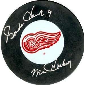 Gordie Howe Autographed Hockey Puck   with Mr  Inscription