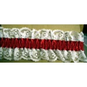 Jamie Lynn Red/white Lace on Both Sides Queen Size Leg Garter 