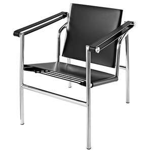 Le Corbusier Style LC1 Sling Chair in Genuine Black Leather