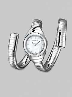 Breil   Swarovski Crystal Accented Stainless Steel Wrap Watch
