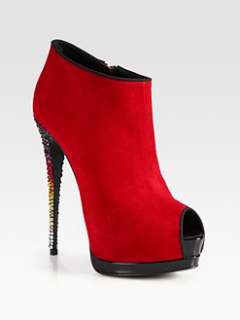 Giuseppe Zanotti   Suede and Crystal Coated Heel Platform Ankle Boots
