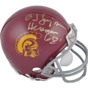 O.J. Simpson USC Trojans Autographed Mini Helmet with 68 