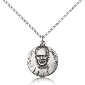  .925 Sterling Silver Pope Pius X Medal Pendant 3/4 x 5/8 