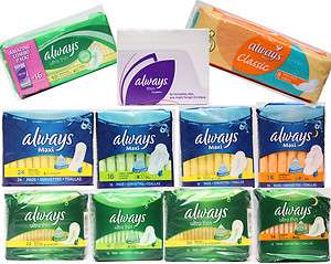 Always Maxi Pads, Ultra Thin Pads, Pantiliners, Flexi Wings, LeakGuard 