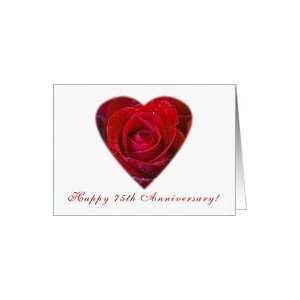 Ruby rose heart   Happy 75th Anniversary Card