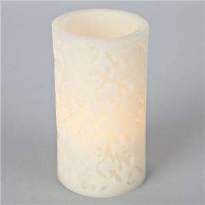 Scroll Design Battery Operated Wax Flameless LED Candle with Timer NEW 