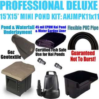   15 x 15 Deluxe Mini Koi Pond Kit with 2100 GPH Mag Drive Pump  