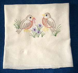   Robbins Duo In Flower Patch Embroidered Flour Sack Towel  